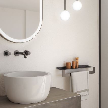 Gedy - Étagère avec porte-serviettes CLEO 30 cm gris métallisé