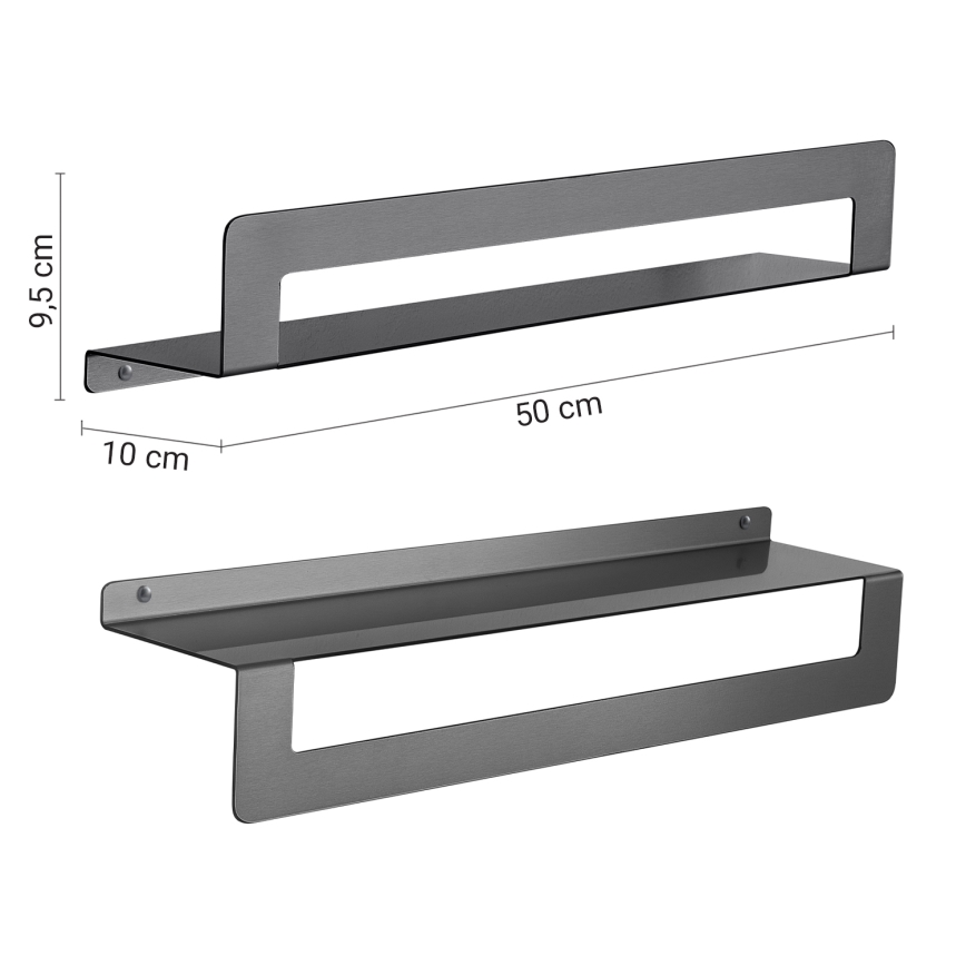 Gedy - Étagère avec porte-serviettes CLEO 50 cm gris métallisé