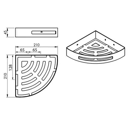 Gedy - Étagère d'angle pour douche SMART 21x4,5 cm gris métallisé