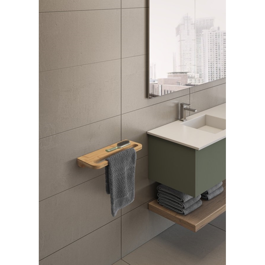 Gedy - Étagère murale avec porte-serviettes HIMALAYA 14,5x40 cm bambou