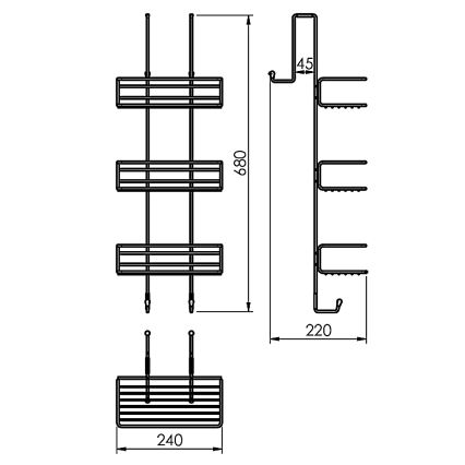 Gedy - Étagère murale pour douche CHROM LINE 68 x 24 cm, chrome brillant