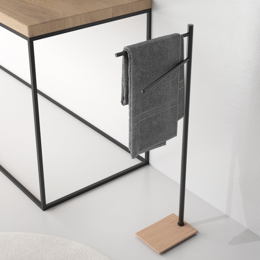 Gedy - Handdoekenstandaard TRILLY 83,5 cm mat zwart/bamboe