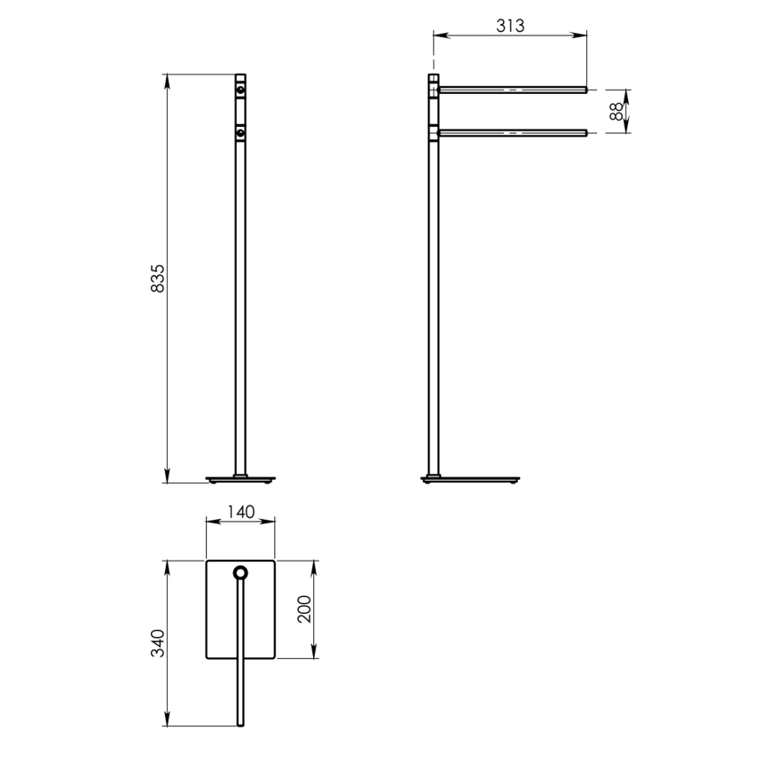 Gedy - Handdoekenstandaard TRILLY 83,5 cm mat zwart/bamboe