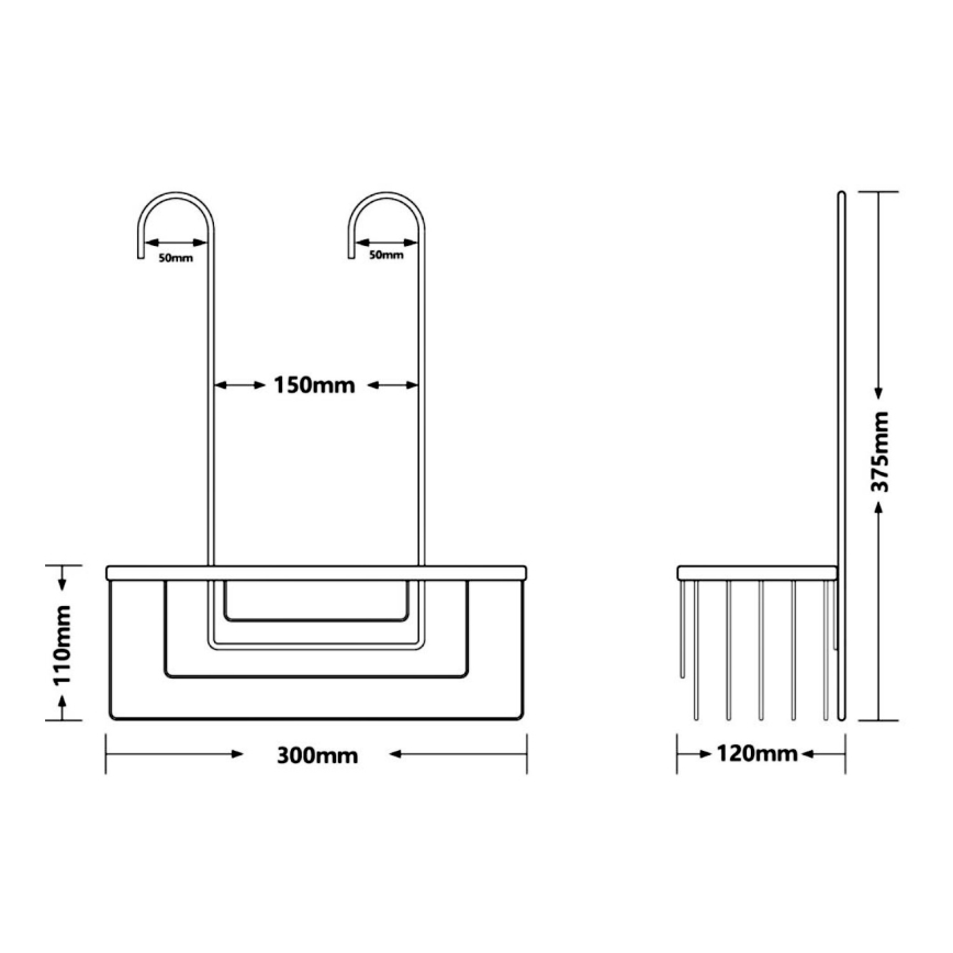 Gedy - Hangende doucheplank SMART 37,5x30 cm mat zwart