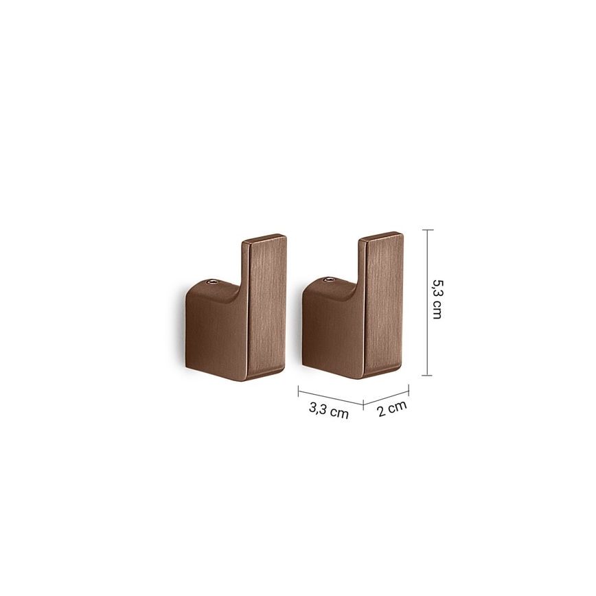 Gedy - Lot de 2 crochets muraux PIRENEI bronze
