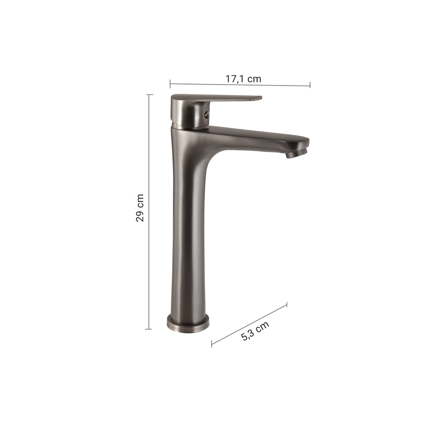 Gedy - Mitigeur pour lavabo COMO 29 cm gris métallisé
