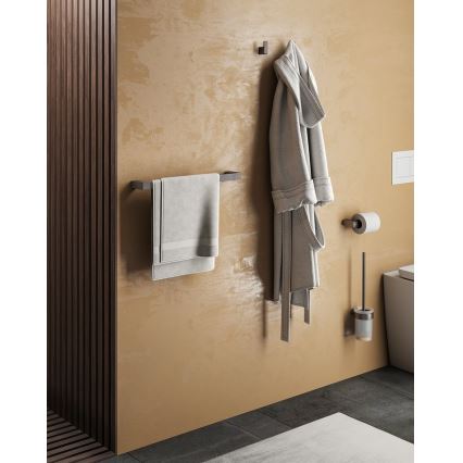 Gedy - Muurbevestigde WC-borstel PIRENEI melkglas/metallic grijs