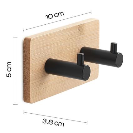 Gedy - Patère murale auto-collante pour serviettes HIMALAYA noir/bambou
