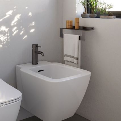 Gedy - Plank met handdoekhanger CLEO 50 cm metallic grijs