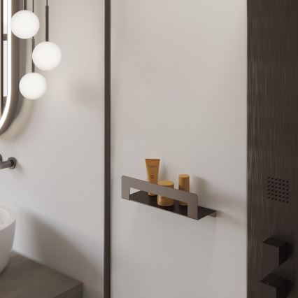 Gedy - Plank met handdoekhanger CLEO 50 cm metallic grijs