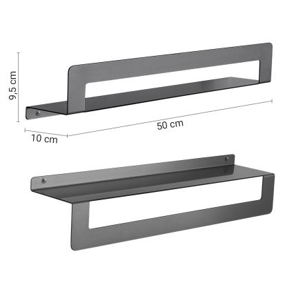 Gedy - Plank met handdoekhanger CLEO 50 cm metallic grijs