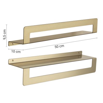 Gedy - Plank met handdoekrek CLEO 50 cm, mat goudkleurig