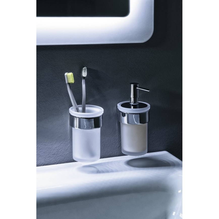 Gedy - Porte-brosse à dents mural PIRENEI blanc de lait verre/chrome brillant