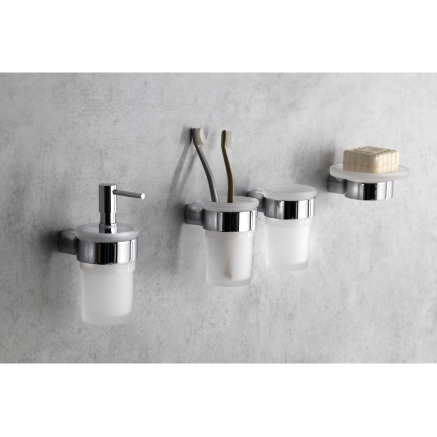 Gedy - Porte-brosse à dents mural PIRENEI blanc de lait verre/chrome brillant