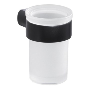 Gedy - Porte-brosse à dents mural PIRENEI blanc de lait verre/noir