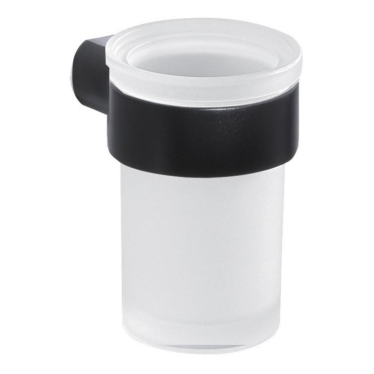 Gedy - Porte-brosse à dents mural PIRENEI blanc de lait verre/noir