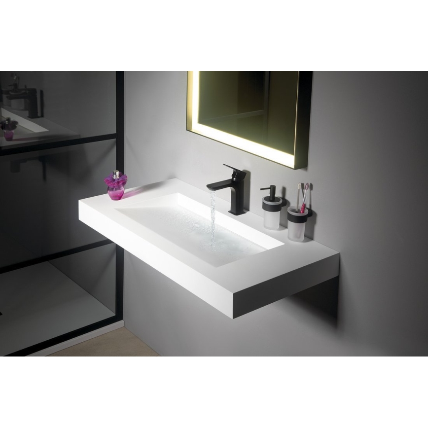 Gedy - Porte-brosse à dents mural PIRENEI blanc de lait verre/noir
