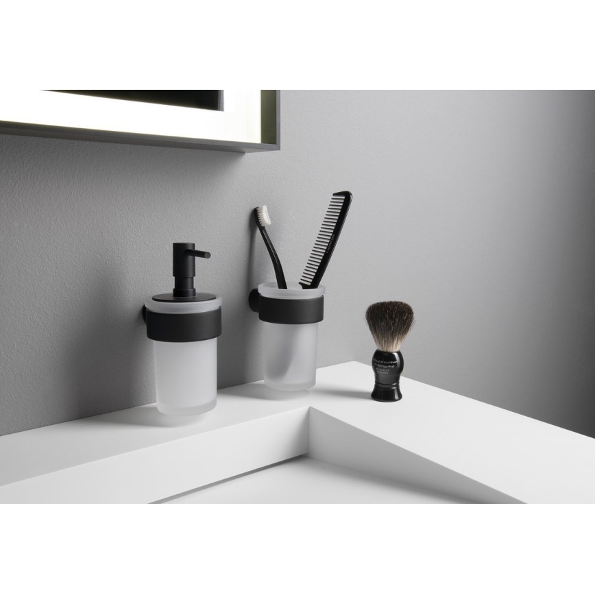 Gedy - Porte-brosse à dents mural PIRENEI blanc de lait verre/noir