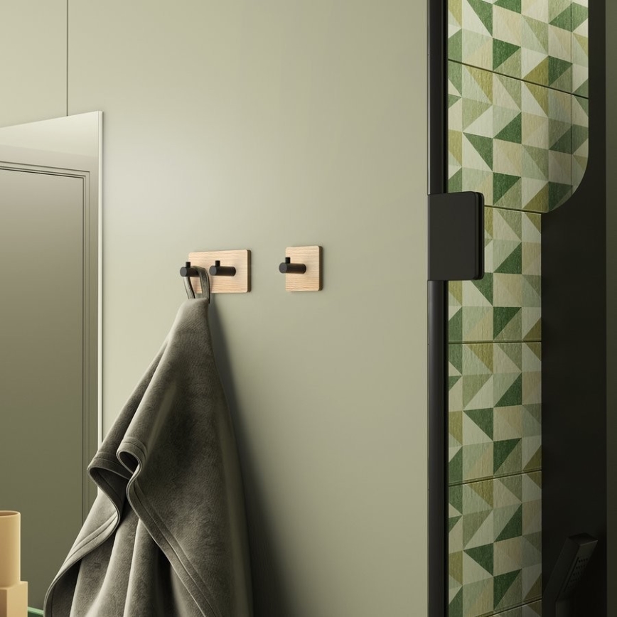 Gedy - Porte-serviettes autocollant HIMALAYA noir/bambou