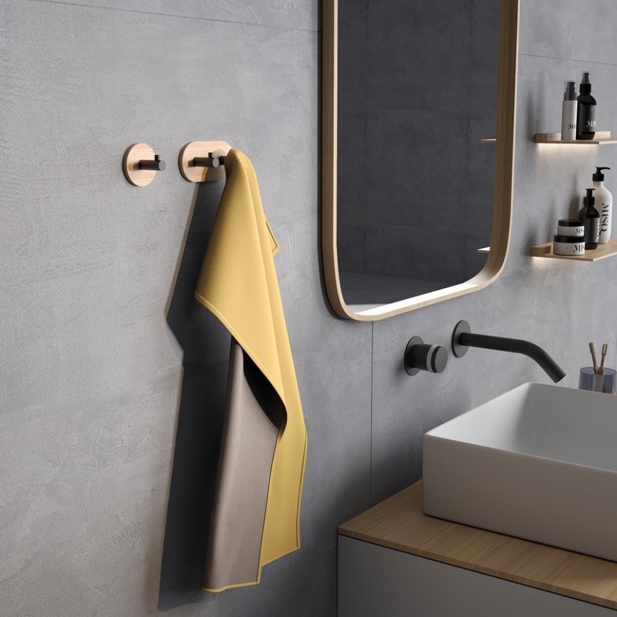 Gedy - Porte-serviettes autocollant HIMALAYA noir/bambou