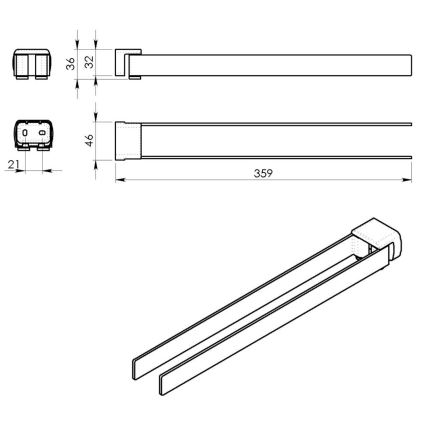 Gedy - Porte-serviettes mural pivotant PIRENEI 35,9 cm doré