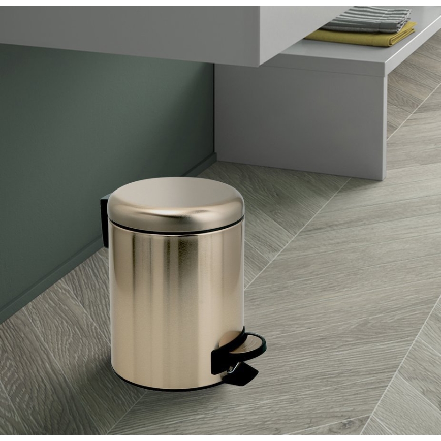 Gedy - Poubelle POTTY 3 l à fermeture amortie, dorée mate