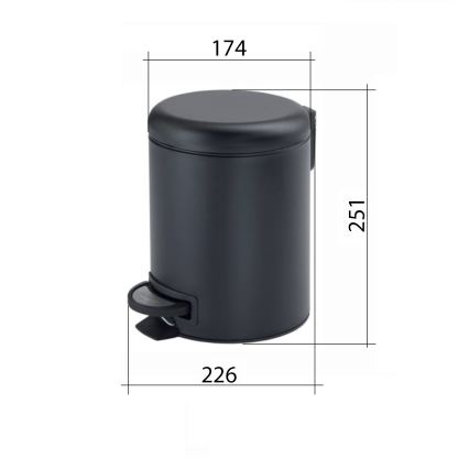 Gedy - Poubelle POTTY 3 L à fermeture douce, noire mate