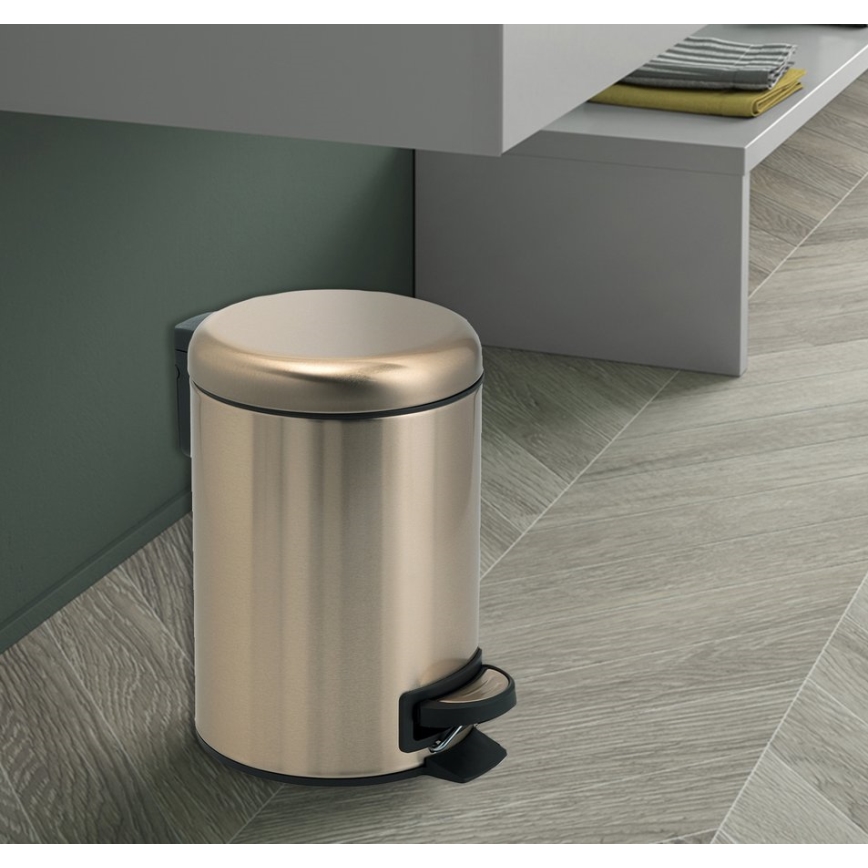 Gedy - Poubelle POTTY 5 l à fermeture amortie, dorée mate