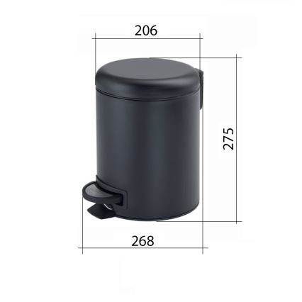 Gedy - Poubelle POTTY 5 l à fermeture douce, noir mat