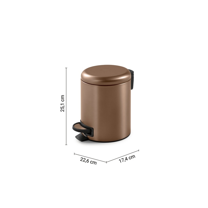 Gedy - Prullenbak POTTY 3 l met zachte sluiting, brons