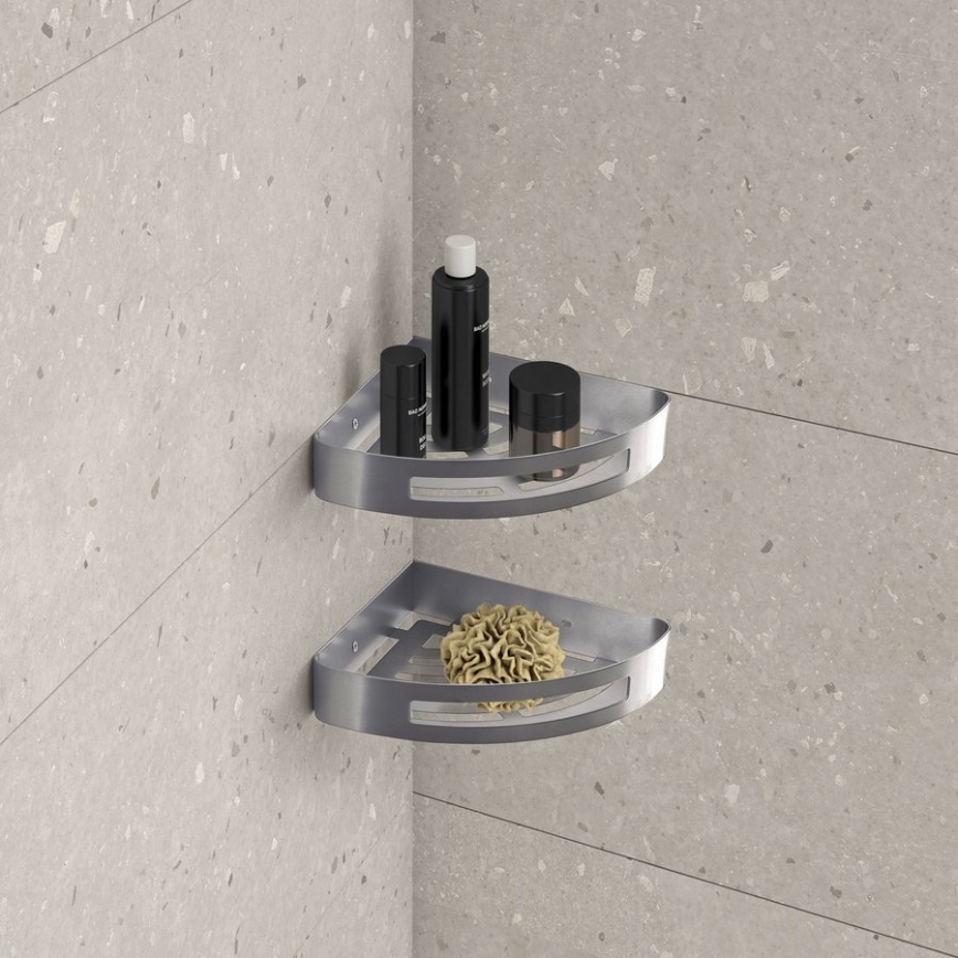 Gedy - SMART hoekplank voor in de douche, 21 x 4,5 cm, metallic grijs