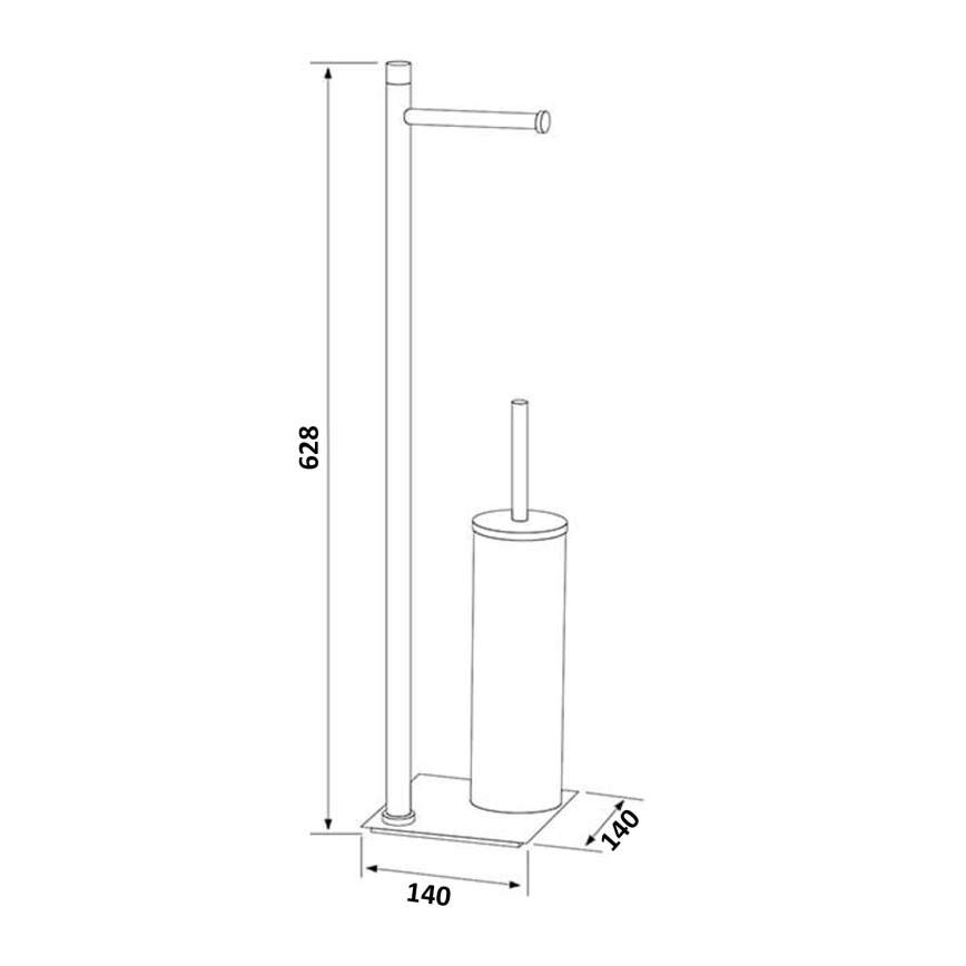 Gedy - Staande wc-borstel met toiletrolhouder TRILLY mat zwart/bamboe