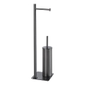 Gedy - Staande WC-borstel met toiletrolhouder TRILLY, metallic grijs