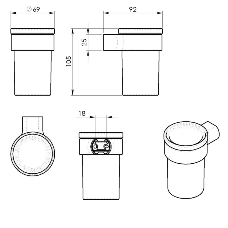 Gedy - Tandenborstelhouder voor aan de muur PIRENEI melkachtig glas/glanzend chroom