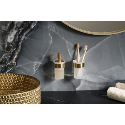 Gedy - Wandgemonteerde zeepdispenser PIRENEI 110 ml opaalglas/mat goud