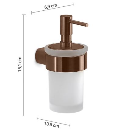 Gedy - Wandgemonteerde zeepdispenser PIRENEI 140 ml melkglas/brons