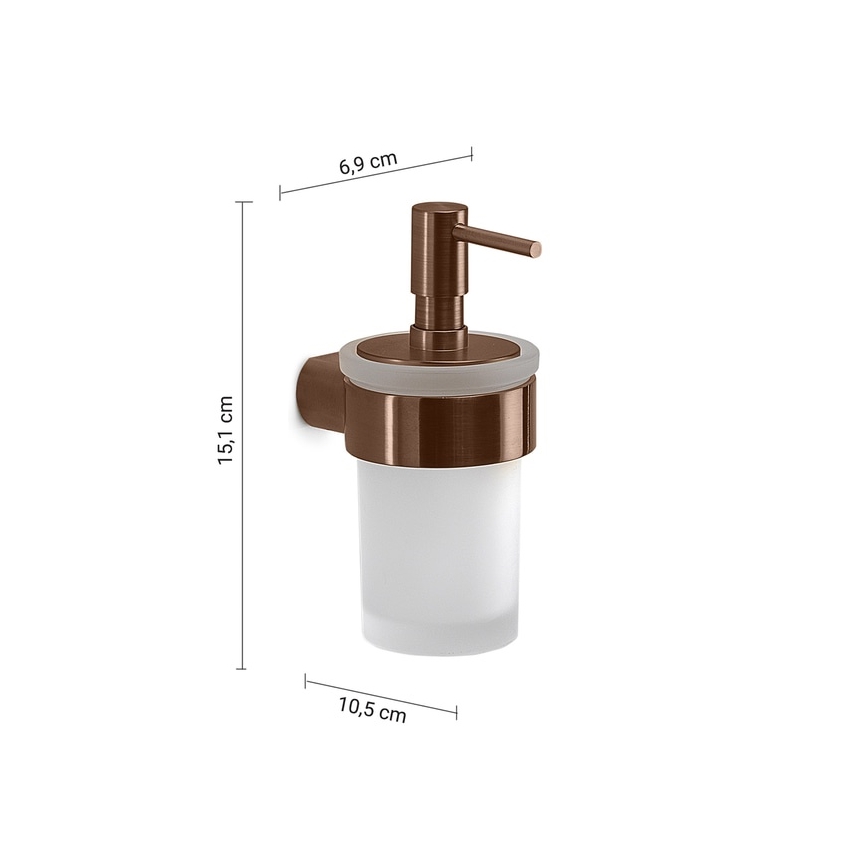 Gedy - Wandgemonteerde zeepdispenser PIRENEI 140 ml melkglas/brons