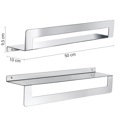 Gedy - Wandplank met handdoekhouder CLEO 50 cm glanzend RVS