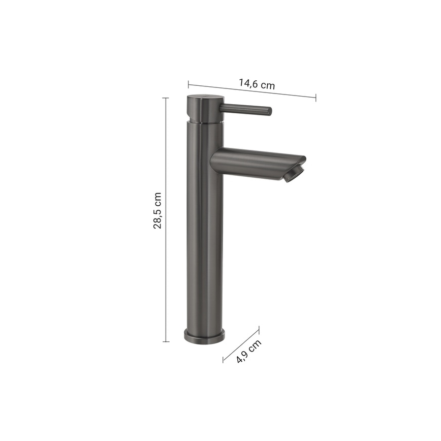 Gedy - Wastafelkraan ALTO 28,5 cm metallic grijs