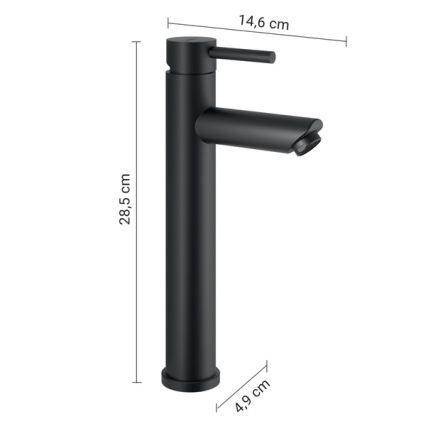Gedy - Wastafelkraan ALTO HIGH 28,5 cm mat zwart