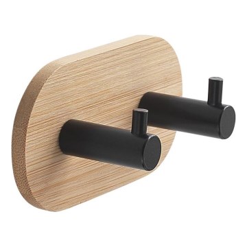 Gedy - Zelfklevend wand handdoek hanger HIMALAYA zwart/bamboe