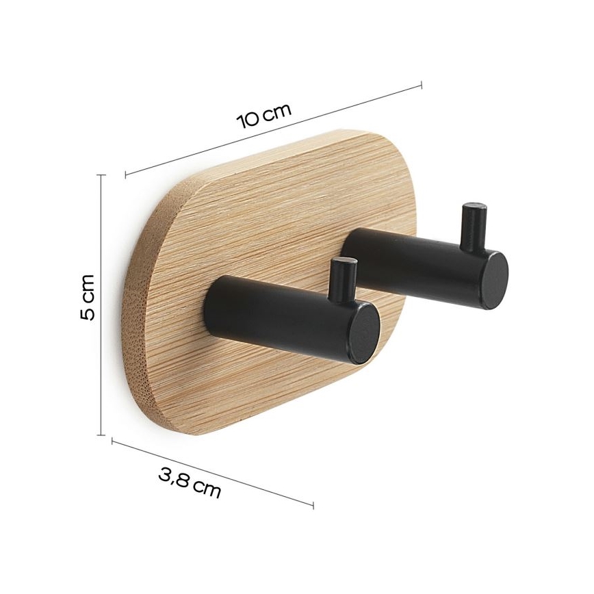 Gedy - Zelfklevend wand handdoek hanger HIMALAYA zwart/bamboe
