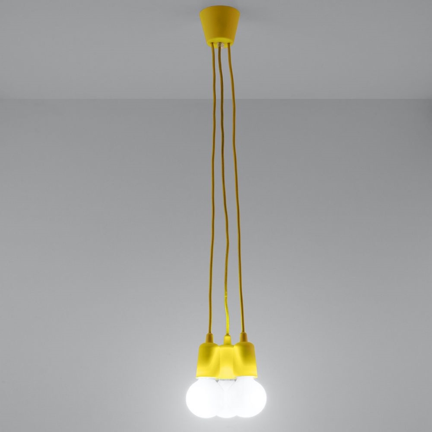 Gele lampen aan koord DIEGO 3xE27 / 60W / 230V