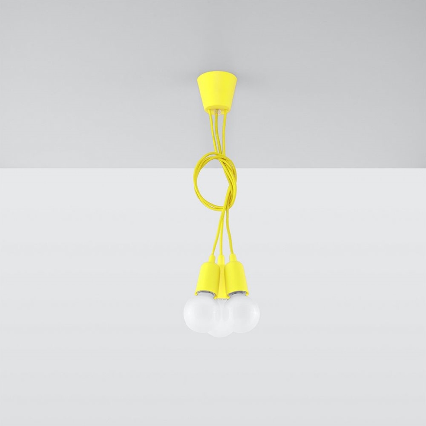 Gele lampen aan koord DIEGO 3xE27 / 60W / 230V