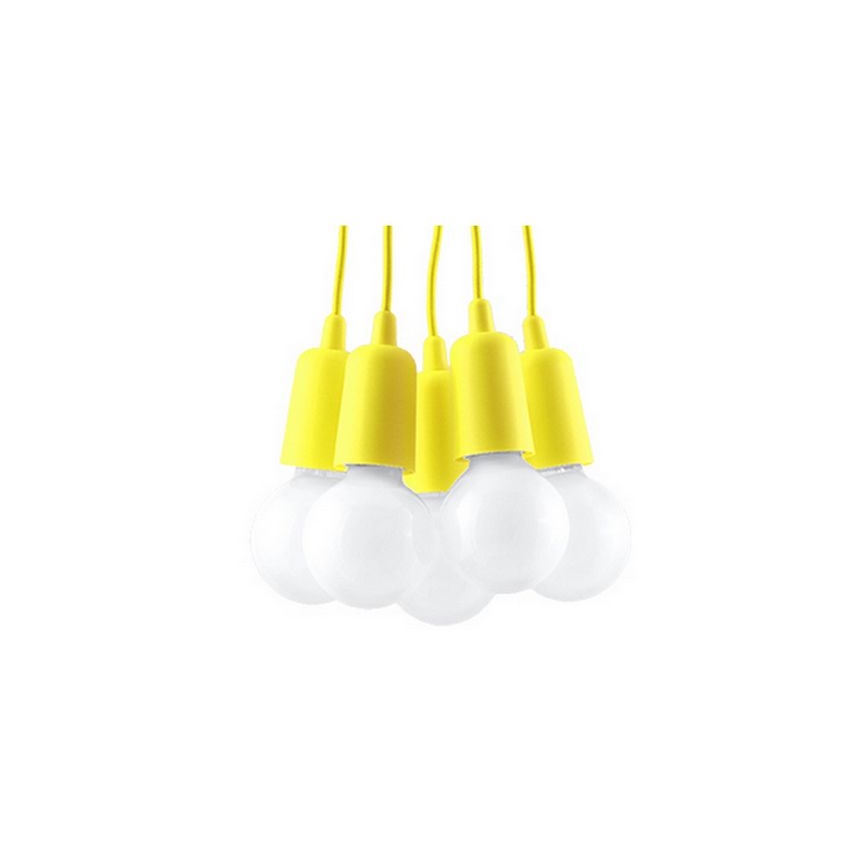 Gele lampen aan koord DIEGO 5x E27 / 60W / 230V