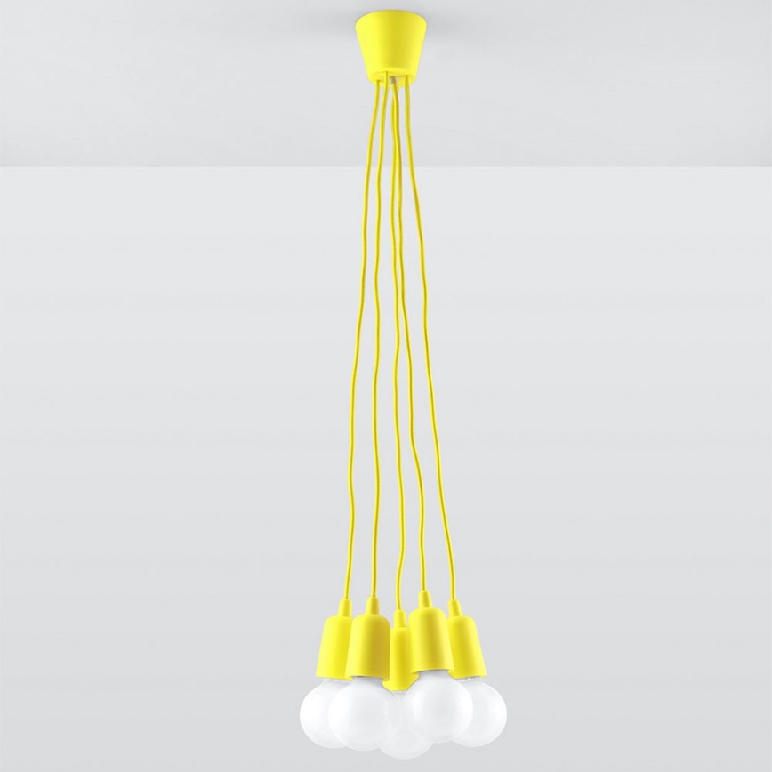 Gele lampen aan koord DIEGO 5x E27 / 60W / 230V