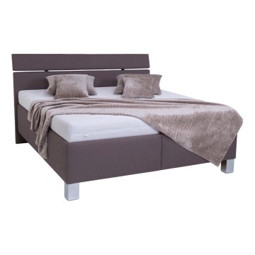 Gepolsterd bed ALIS 160x200 cm met matras en praktische opbergruimte, bruin