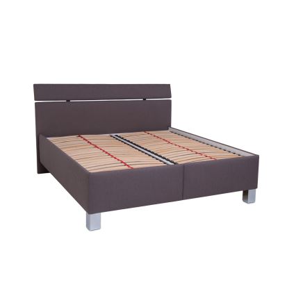Gepolsterd bed ALIS 160x200 cm met matras en praktische opbergruimte, bruin