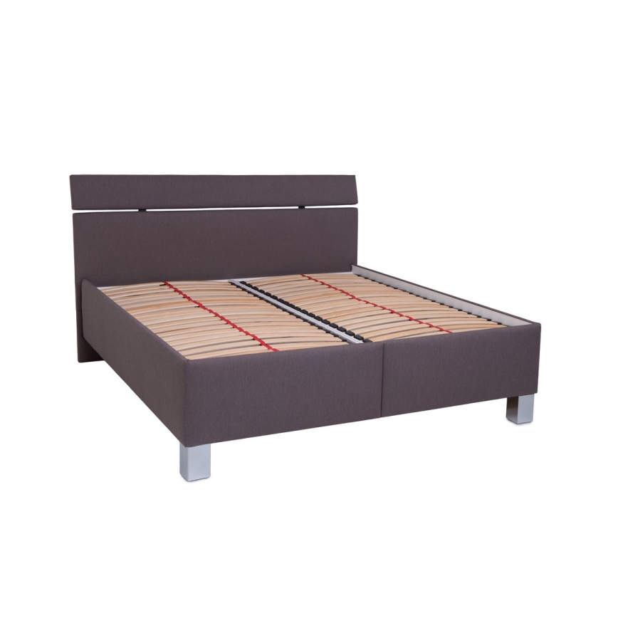 Gepolsterd bed ALIS 160x200 cm met matras en praktische opbergruimte, bruin