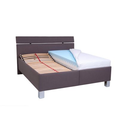 Gepolsterd bed ALIS 160x200 cm met matras en praktische opbergruimte, bruin